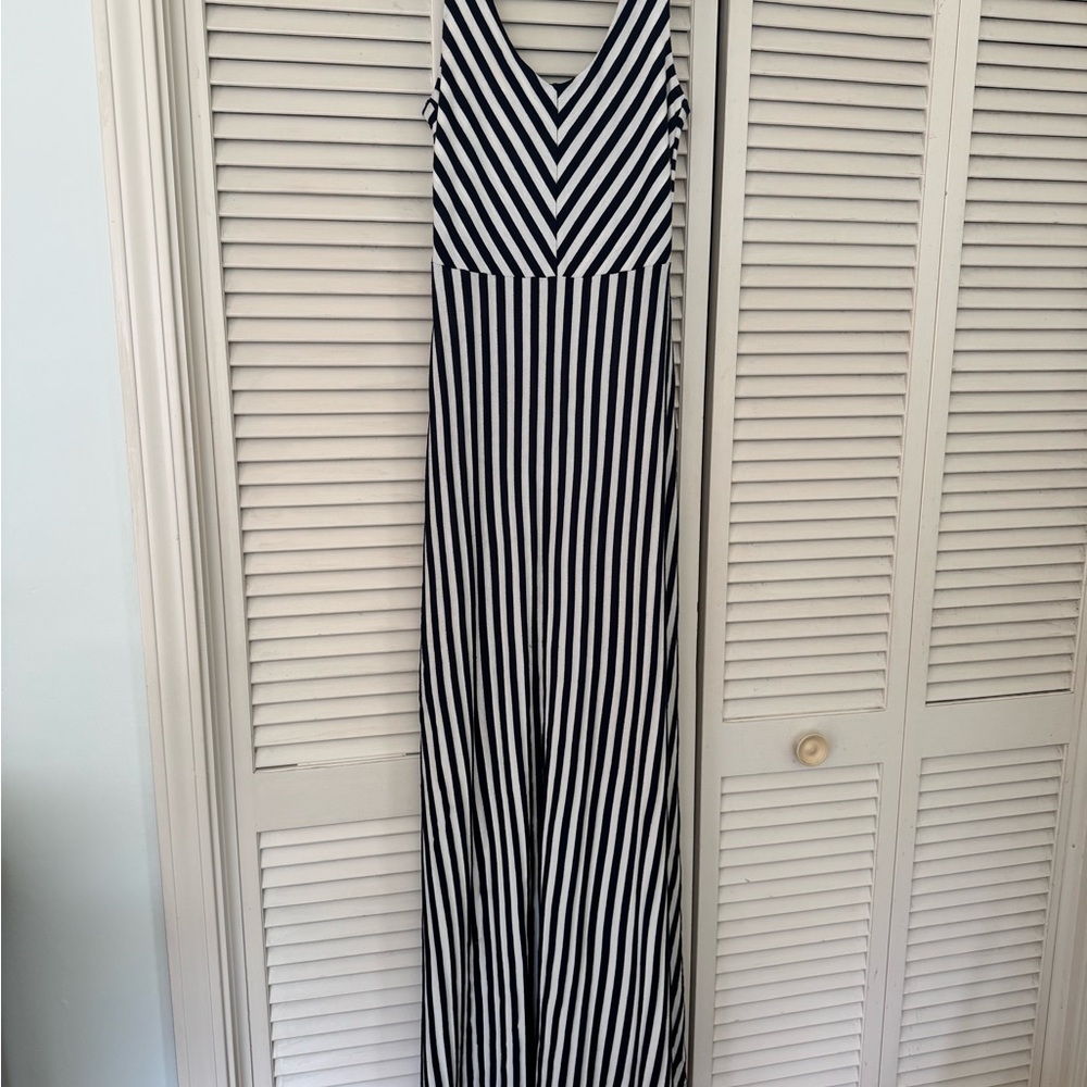 Silver gate dark navy and white Striped Maxi Dress